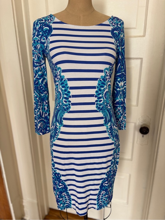 Lilly Pulitzer Dresses & Skirts - Lilly Pulitzer Blue, Turquoise & White Striped Sheath Dress
